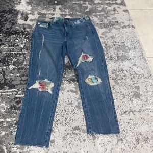 Gap best girlfriend ripped jeans with patches